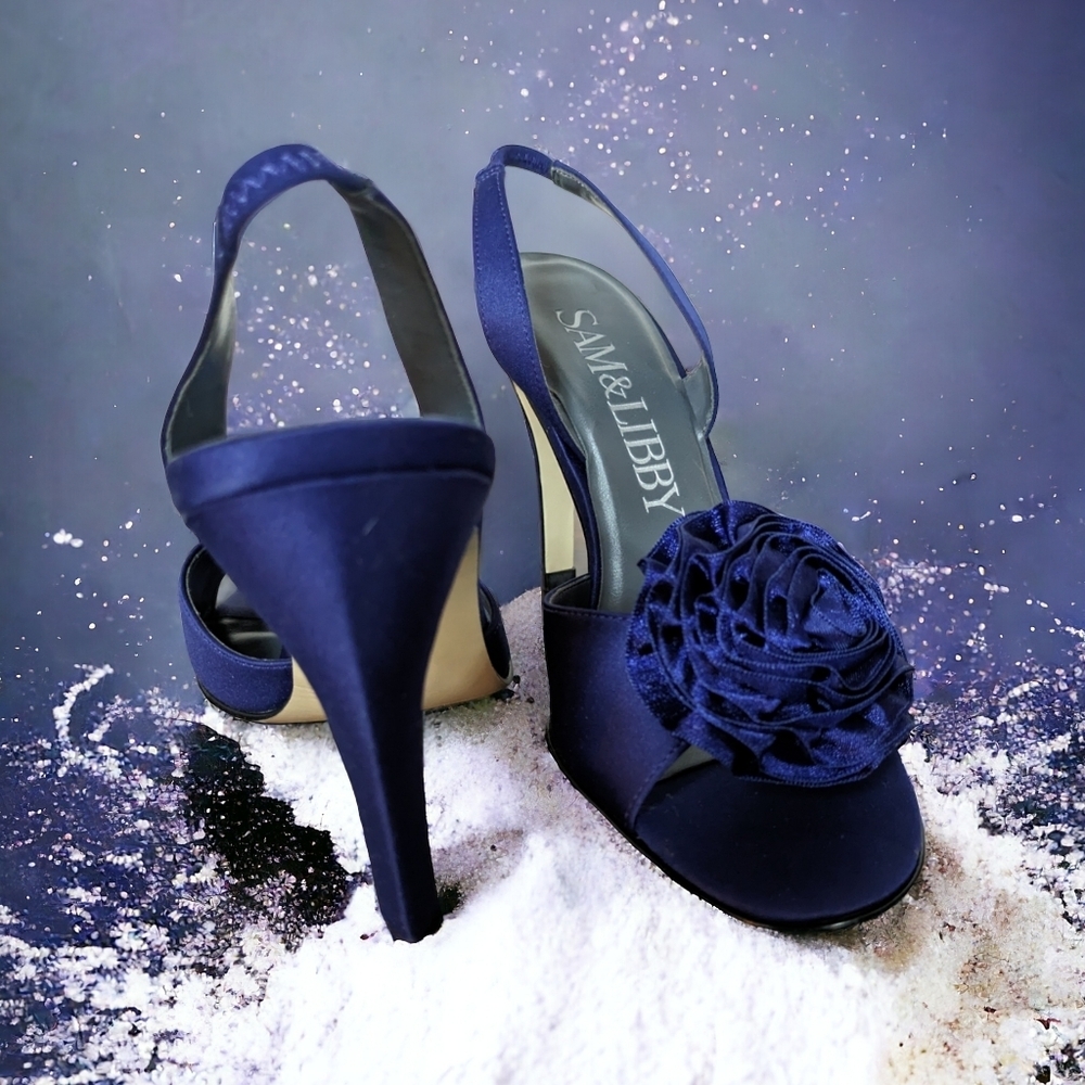 Sam and Libby royal blue slingback open-toed 4-in heels size 7M